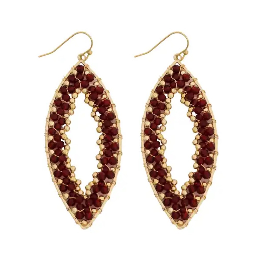 NEW PANACEA Crystal Marquis Earrings Elegant Gold and Red Beaded